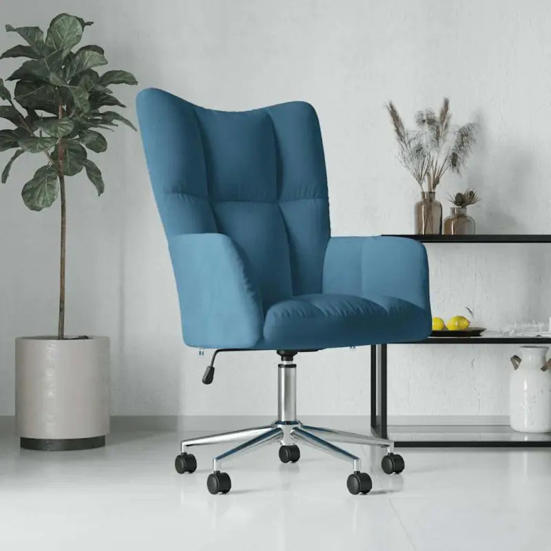 Elegante verstelbare draaibare relaxstoel met modern blokpatroon - Blauw / 1 - Fauteuils & Relaxfauteuils
