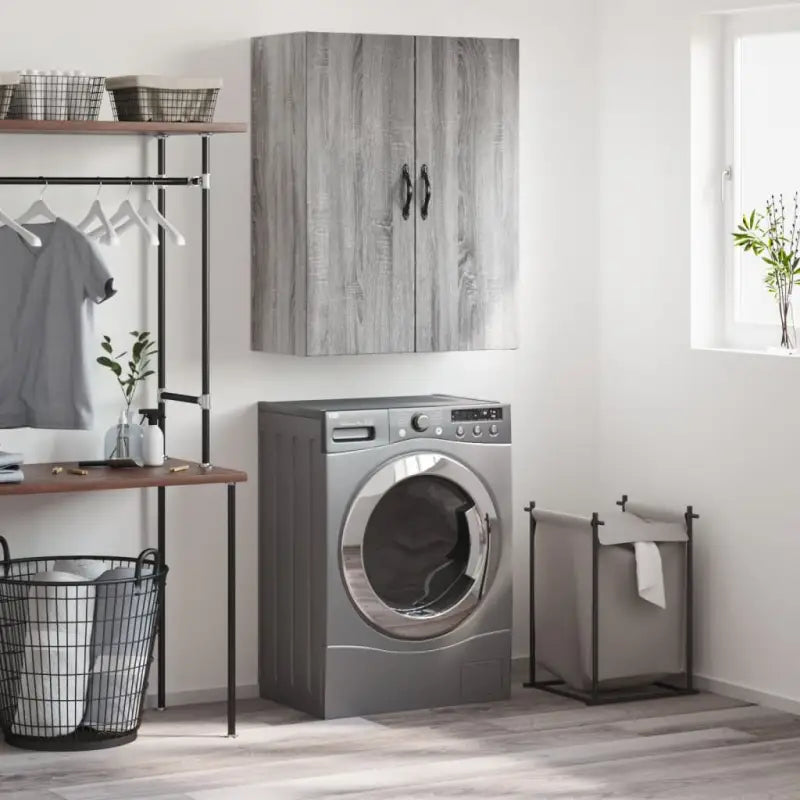 Elegante wandkast van bewerkt hout voor een tijdloze interieurstijl - Grijs sonoma / 1 - Dressoirs & buffetkasten