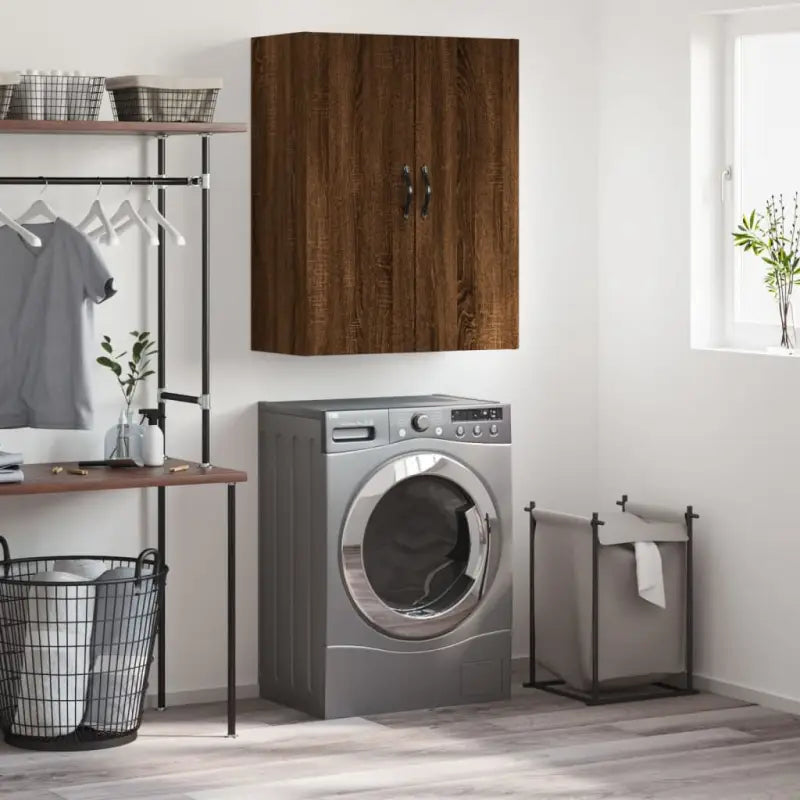 Elegante wandkast van bewerkt hout voor een tijdloze interieurstijl - bruin eikenkleur / 1 - Dressoirs & buffetkasten