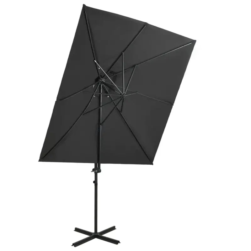 Elegante zweefparasol met dubbel dak voor schaduw en UV-bescherming - Antraciet / 1 - Parasols en zonneschermen