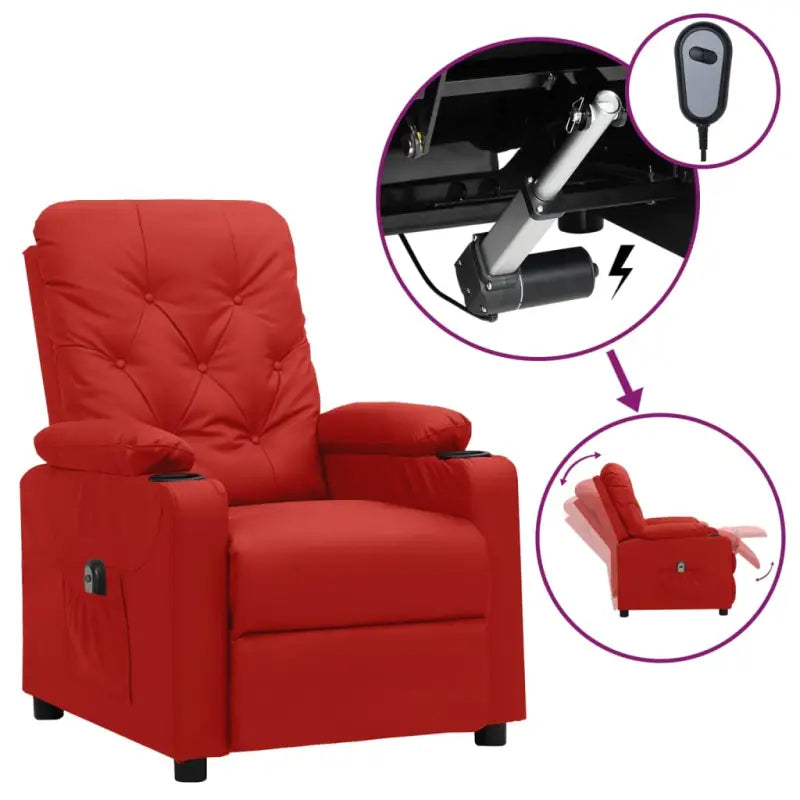 Elektrisch verstelbare fauteuil voor ultiem comfort en ontspanning - Wijnrood / 1 - Fauteuils & Relaxfauteuils