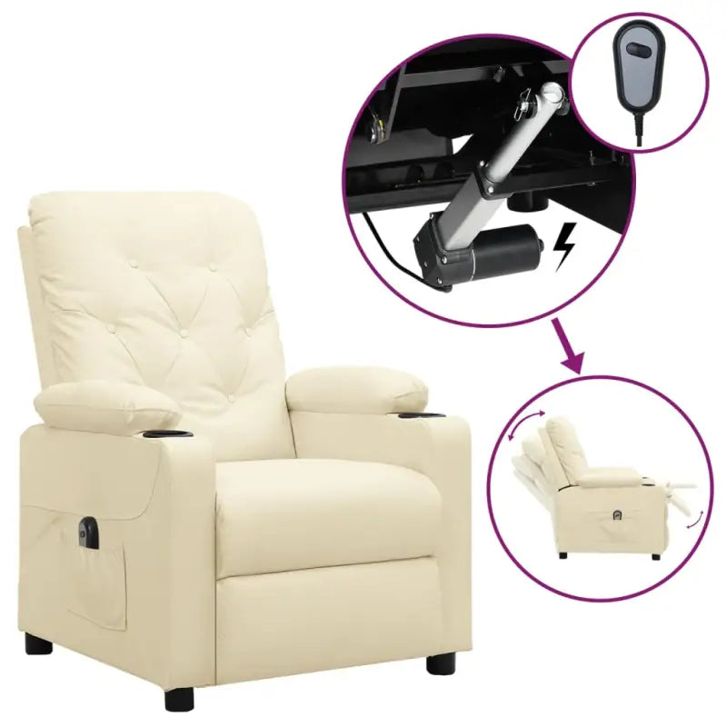 Elektrisch verstelbare fauteuil voor ultiem comfort en ontspanning - Crème / 1 - Fauteuils & Relaxfauteuils