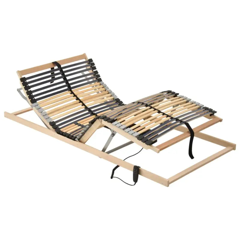 Elektrische lattenbodem met massief beukenhouten frame en dubbele latten - 80 x 200 cm / Nee / Verstelbaar (elektrisch)