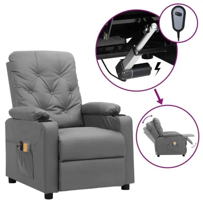 Elektrische massagefauteuil met verstelbare stoel voor ultiem comfort - Grijs / 1 - Elektrische massagestoelen