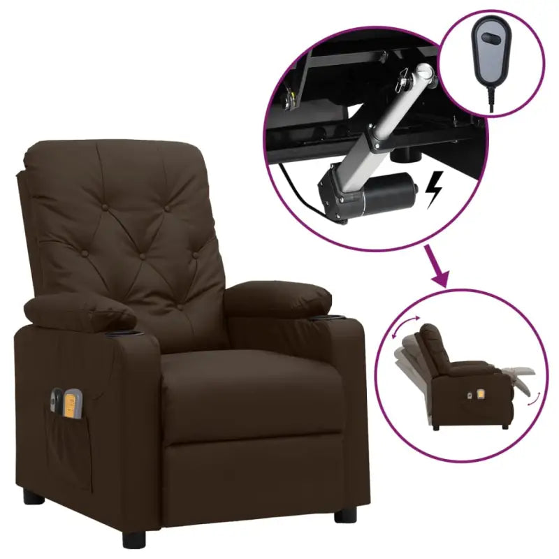 Elektrische massagefauteuil met verstelbare stoel voor ultiem comfort - Bruin / 1 - Elektrische massagestoelen