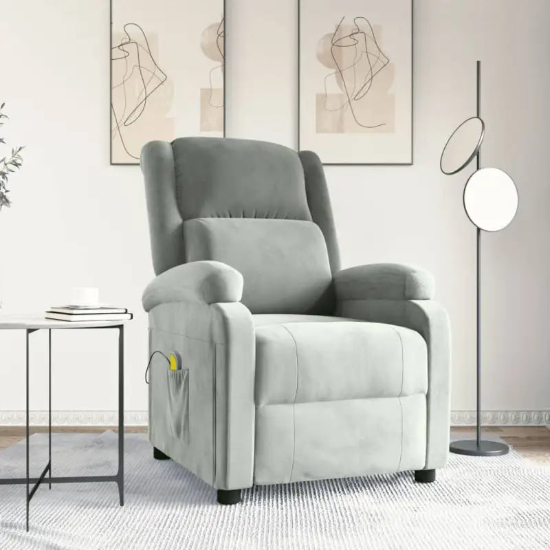 Elektrische massagestoel met verstelbare rug en voetensteun - Lichtgrijs / 1 - Elektrische massagestoelen