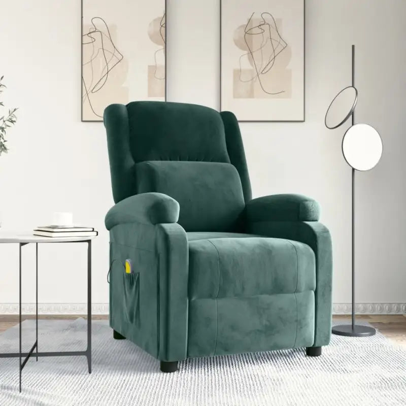 Elektrische massagestoel met verstelbare rug en voetensteun - Donkergroen / 1 - Elektrische massagestoelen