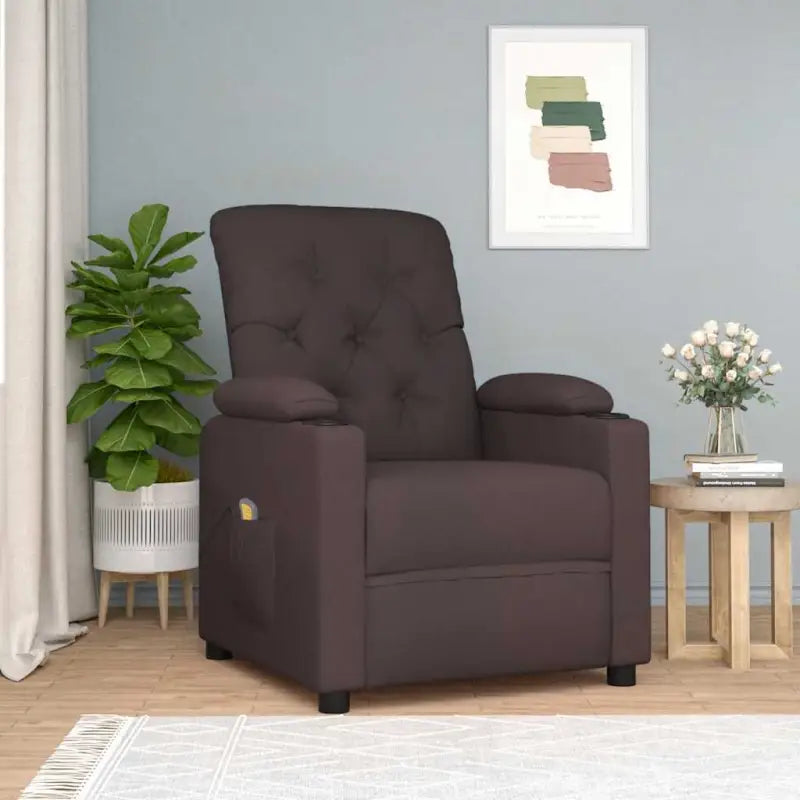 Elektrische massagestoel met verstelbare rugleuning en voetensteun - Donkerbruin / 1 - Elektrische massagestoelen