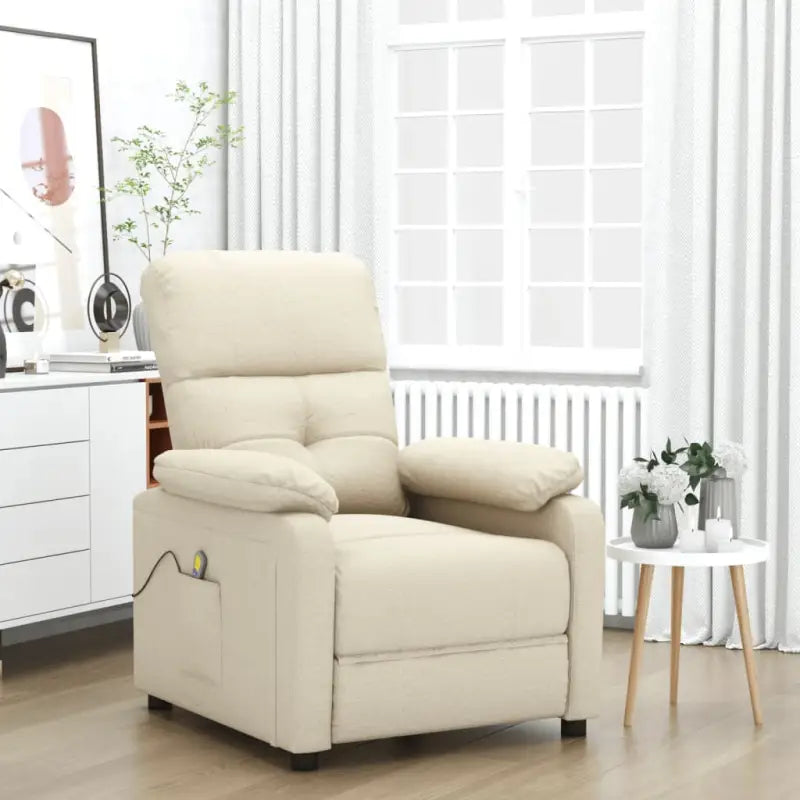 Elektrische massagestoel met verstelbare rugleuning en voetensteun - Crème / 1 - Elektrische massagestoelen