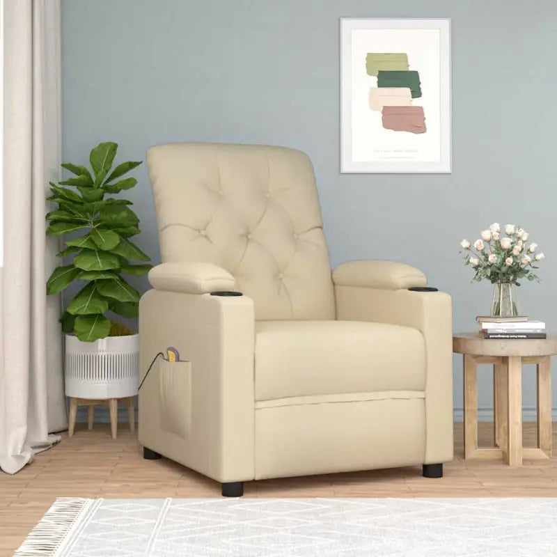 Elektrische massagestoel met verstelbare rugleuning en voetensteun - Crème / 1 - Elektrische massagestoelen