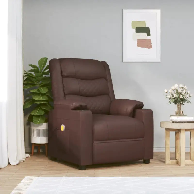 Elektrische massagestoel Met Verstelbare Rugleuning en Voetensteun - Bruin / 1 - Elektrische massagestoelen