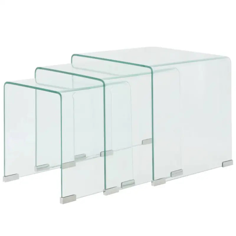 Elkaar passende tafeltjes met gehard veiligheidsglas voor compacte ruimtes - Doorzichtig / 3 - Salontafels