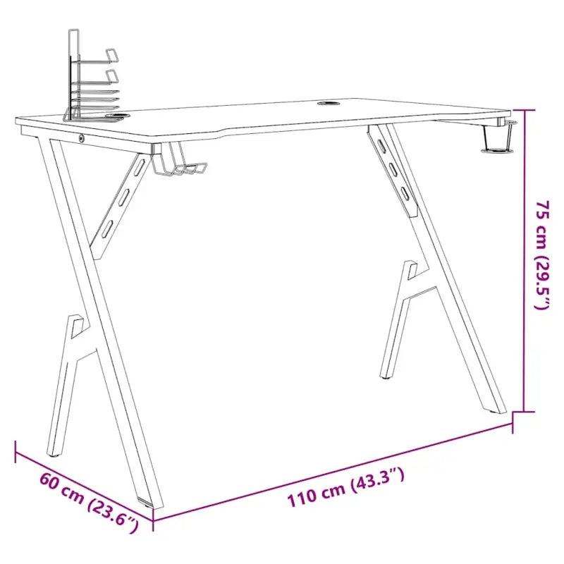 Ergonomisch Gamingbureau voor comfortabele en geconcentreerde speeltijd - Zwart / 110 x 60 x 75 cm - Bureaus