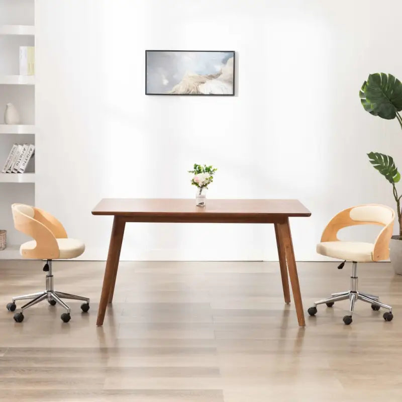 Ergonomische bureaustoel met kunstleer en kunststof wieltjes - Crème / 1 - Bureaustoelen