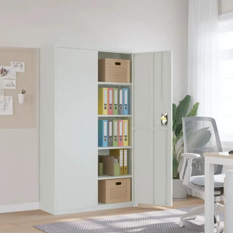 Extra brede archiefkast met verstelbare schappen in gepoedercoat staal - Lichtgrijs / 1 - Archiefkasten