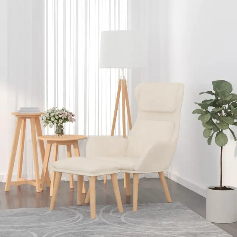 Fauteuil met optimaal zitcomfort en massief rubberwood poten - Crème / 1 / Met voetensteun - Fauteuils & Relaxfauteuils