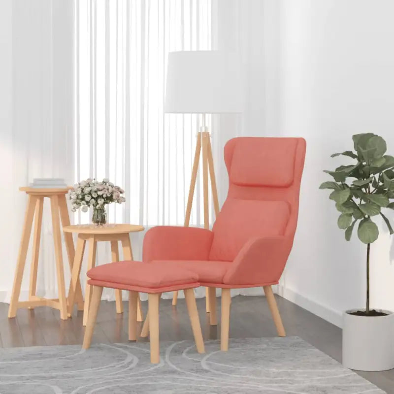 Fauteuil met optimaal zitcomfort en massief rubberwood poten - Roze / 1 / Met voetensteun - Fauteuils & Relaxfauteuils