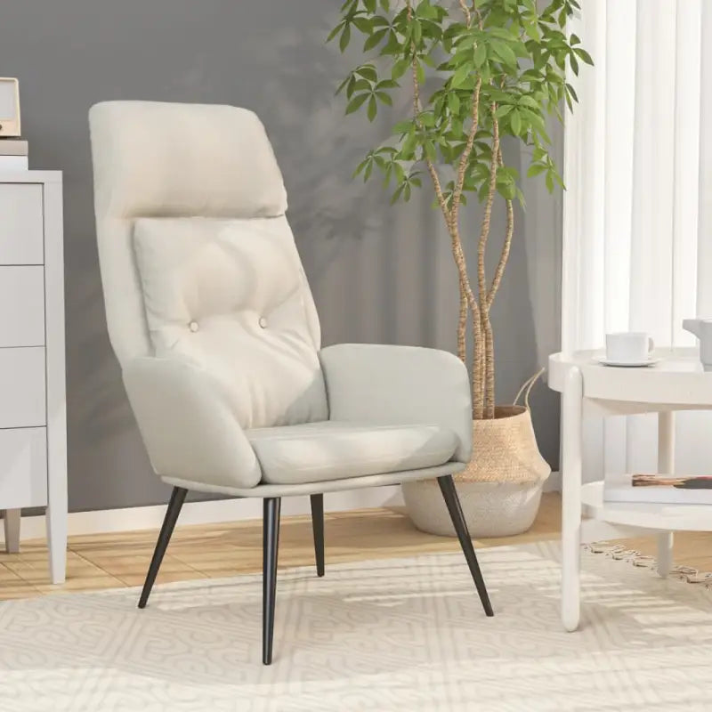 Fauteuil met optimaal zitcomfort en stabiel metalen frame - Crème / 1 / Zonder voetensteun - Fauteuils & Relaxfauteuils