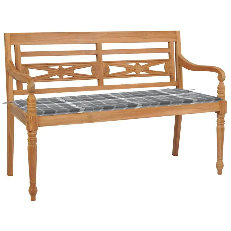 Fijn geschuurd teakhouten tuinbank met rustieke charme - Grijs ruitpatroon / 120 cm / 1 - Tuinbanken