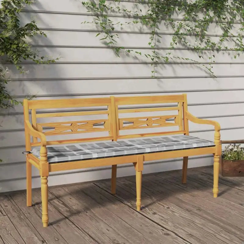Fijn geschuurd teakhouten tuinbank met rustieke charme - Grijs ruitpatroon / 150 cm / 1 - Tuinbanken