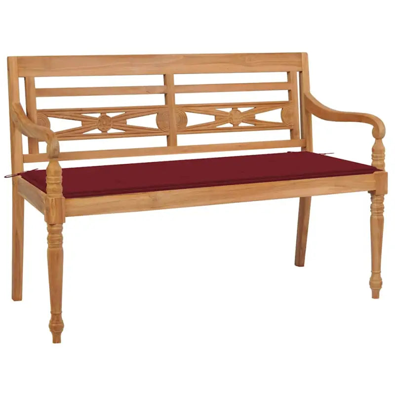Fijn geschuurd teakhouten tuinbank met rustieke charme - Wijnrood / 120 cm / 1 - Tuinbanken