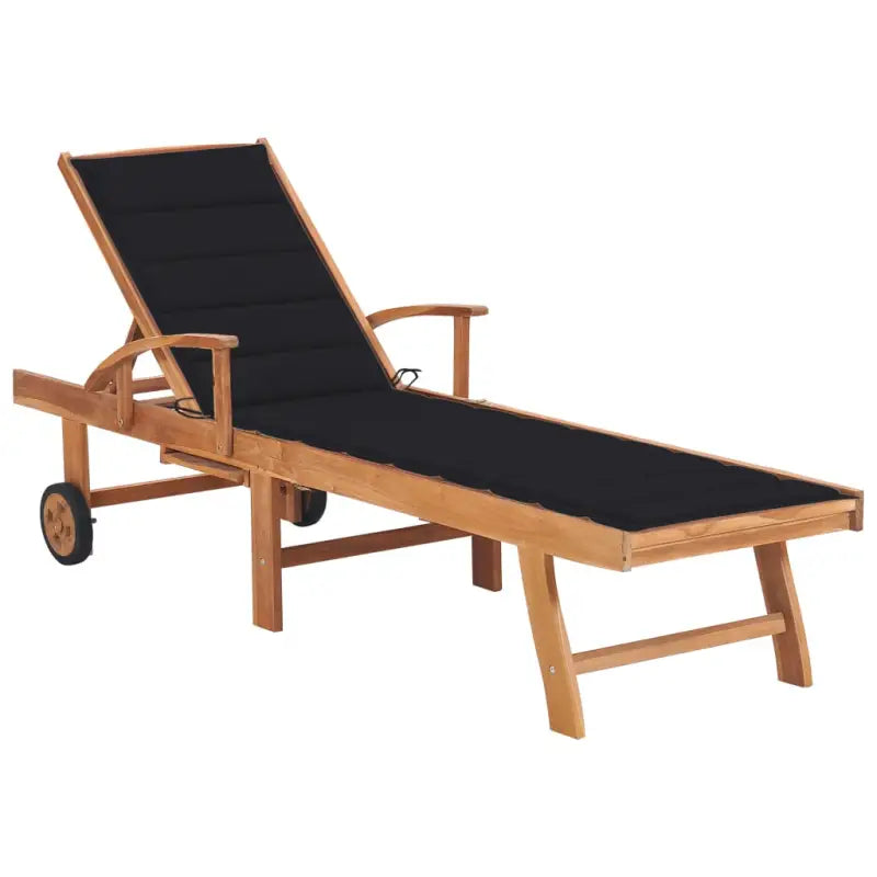 Fijn geschuurde houten ligstoel met rustieke uitstraling voor buiten - Zwart / 1 / Zonder tafel - Ligstoelen
