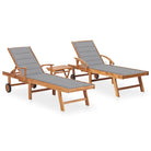 Fijn geschuurde houten ligstoel met rustieke uitstraling voor buiten - Grijs / 2 / Met tafel - Ligstoelen