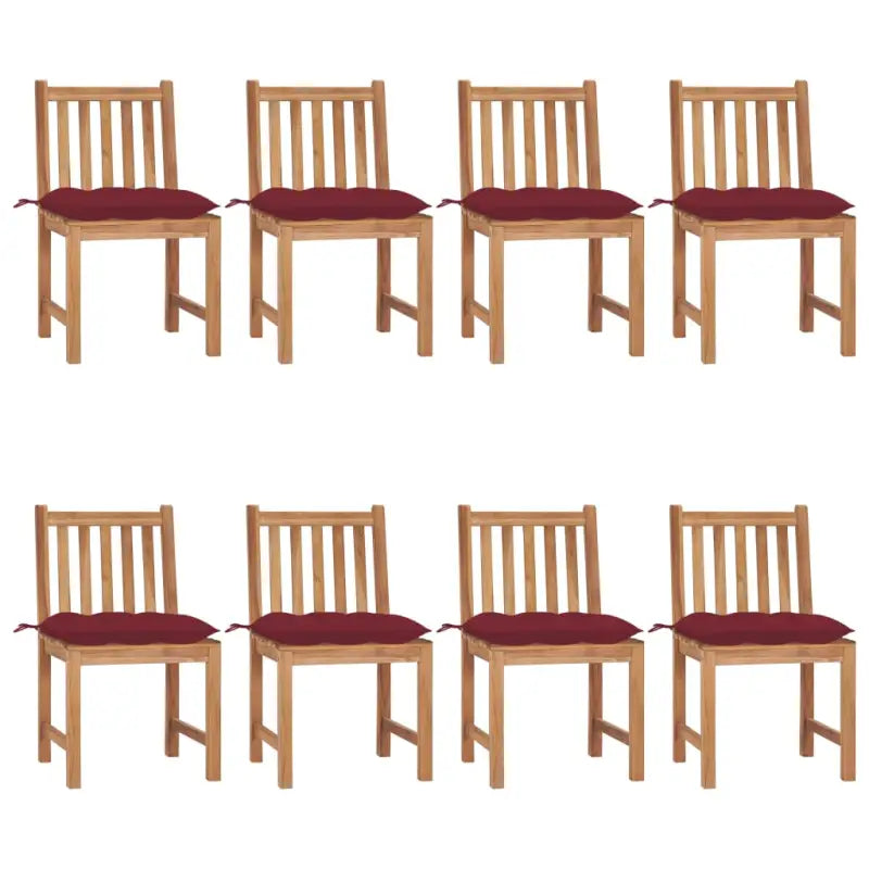 Fijn geschuurde houten tuinstoelen set voor in de tuin of op terras - Wijnrood / 8 - Tuinstoelen