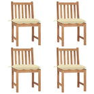 Fijn geschuurde houten tuinstoelen set voor in de tuin of op terras - Crème / 4 - Tuinstoelen