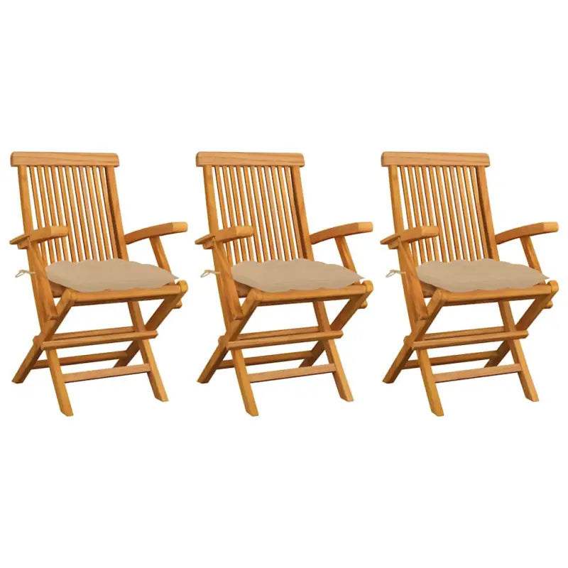Fijn geschuurde houten tuinstoelen set voor terras en tuin - Beige / 3 - Tuinstoelen