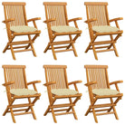 Fijn geschuurde houten tuinstoelen set voor terras en tuin - Crème / 6 - Tuinstoelen