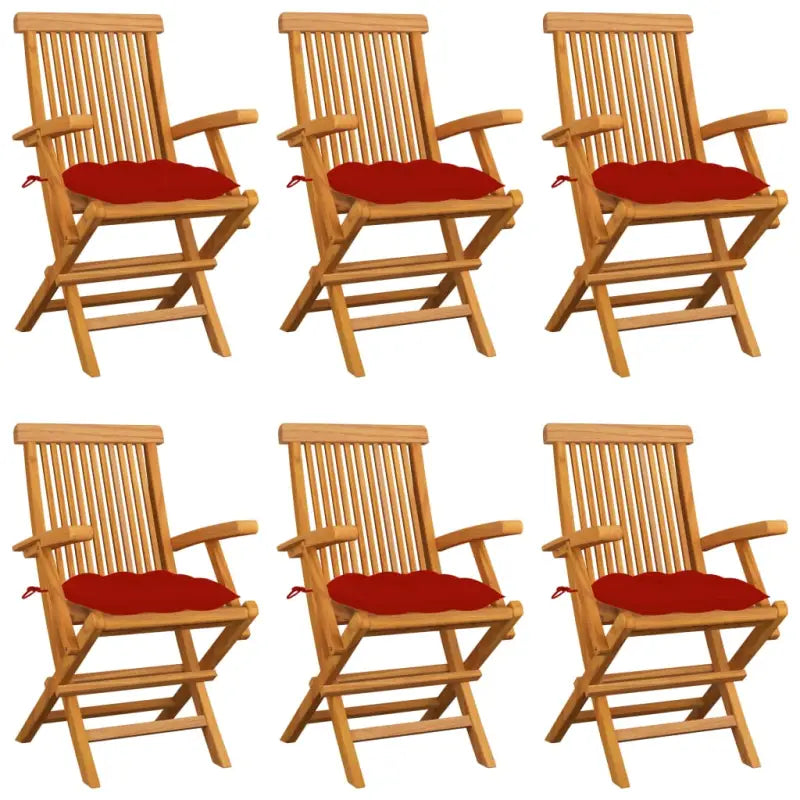 Fijn geschuurde houten tuinstoelen set voor terras en tuin - Rood / 6 - Tuinstoelen