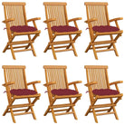 Fijn geschuurde houten tuinstoelen set voor terras en tuin - Wijnrood / 6 - Tuinstoelen