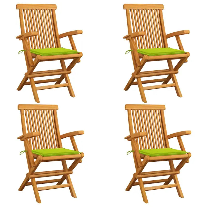 Fijn geschuurde houten tuinstoelen set voor tuin en terras - Heldergroen / 4 - Tuinstoelen