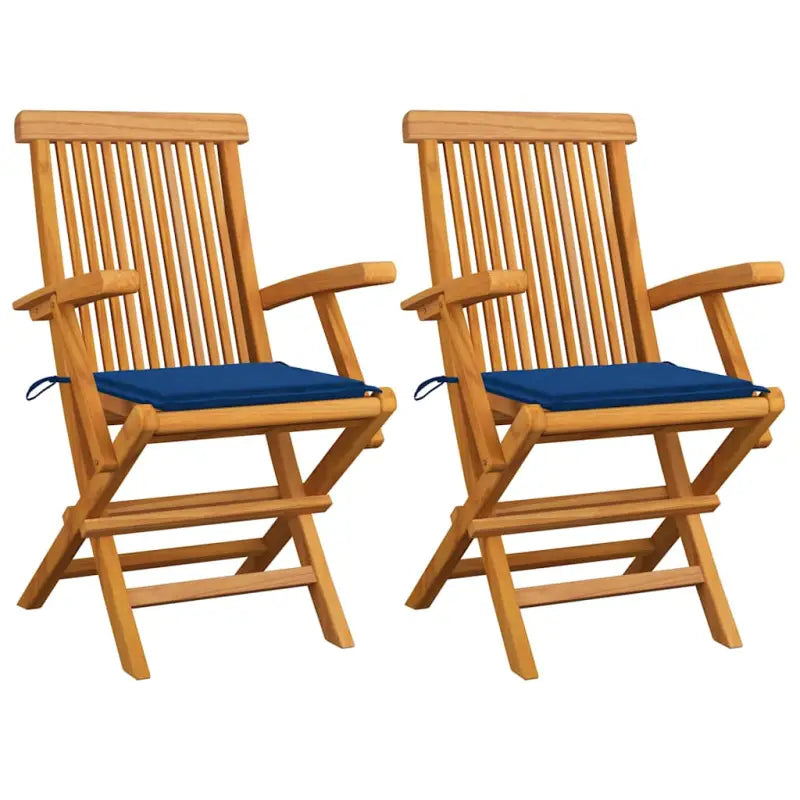 Fijn geschuurde houten tuinstoelen set voor tuin en terras - koningsblauw / 2 - Tuinstoelen