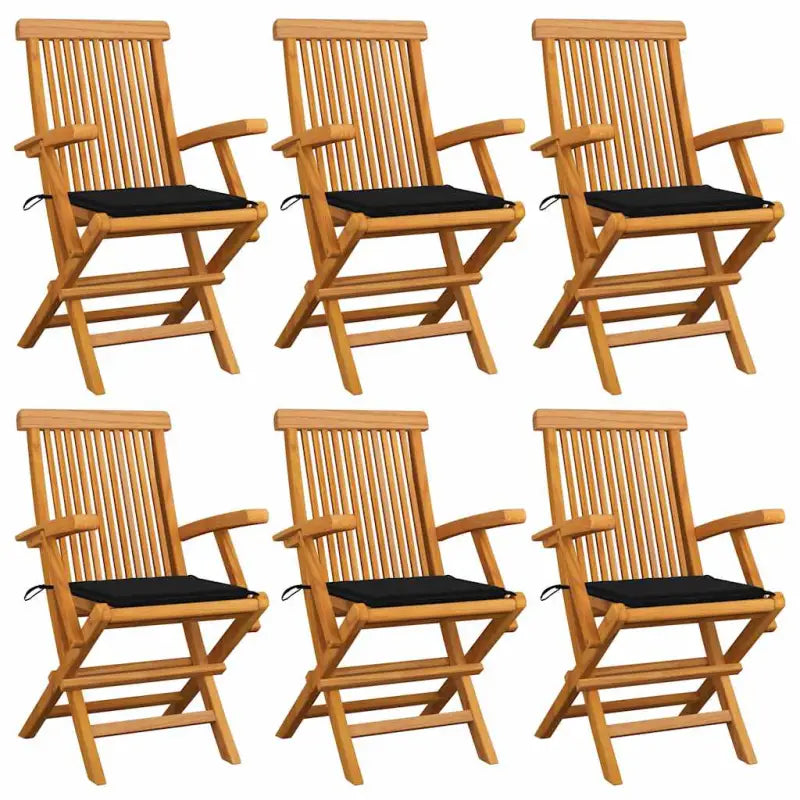 Fijn geschuurde houten tuinstoelen set voor tuin en terras - Zwart / 6 - Tuinstoelen