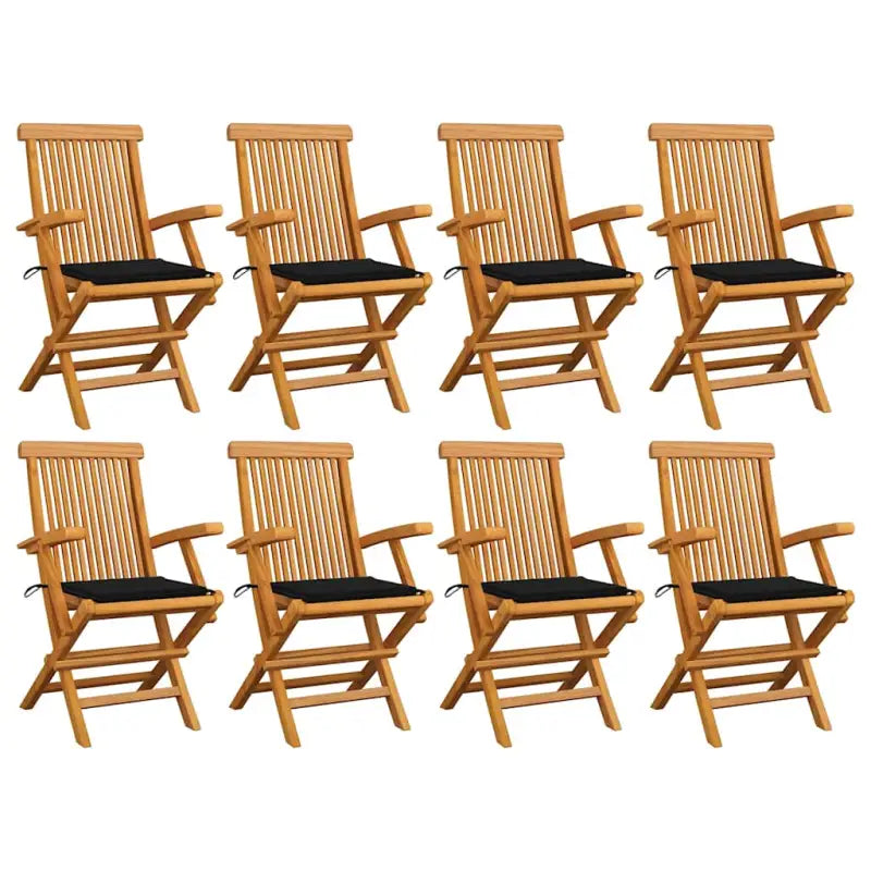 Fijn geschuurde houten tuinstoelen set voor tuin en terras - Zwart / 8 - Tuinstoelen
