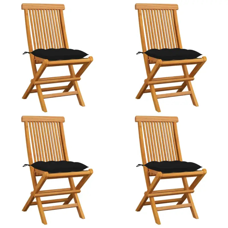 Fijn geschuurde Inklapbare Houten Tuinstoelen met Elegant Design - Zwart / 4 - Tuinstoelen
