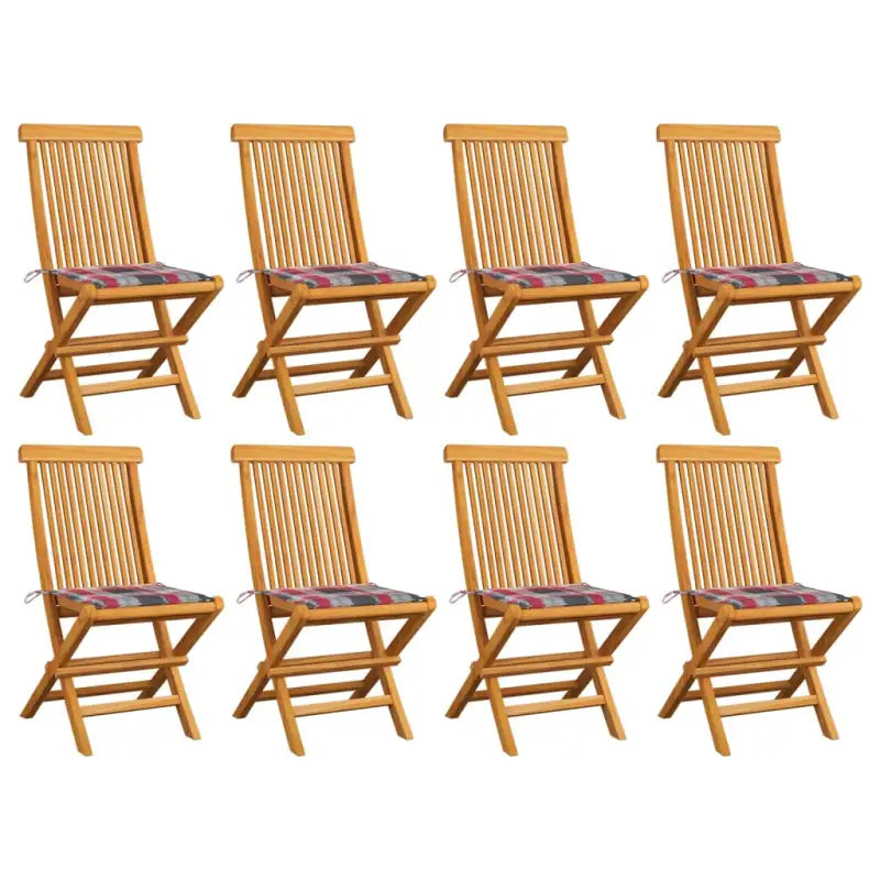 Fijn geschuurde inklapbare houten tuinstoelen met elegant ontwerp - Rood ruitpatroon / 8 - Tuinstoelen