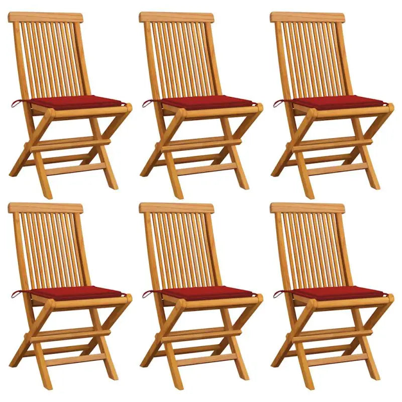 Fijn geschuurde inklapbare houten tuinstoelen met elegant ontwerp - Rood / 6 - Tuinstoelen