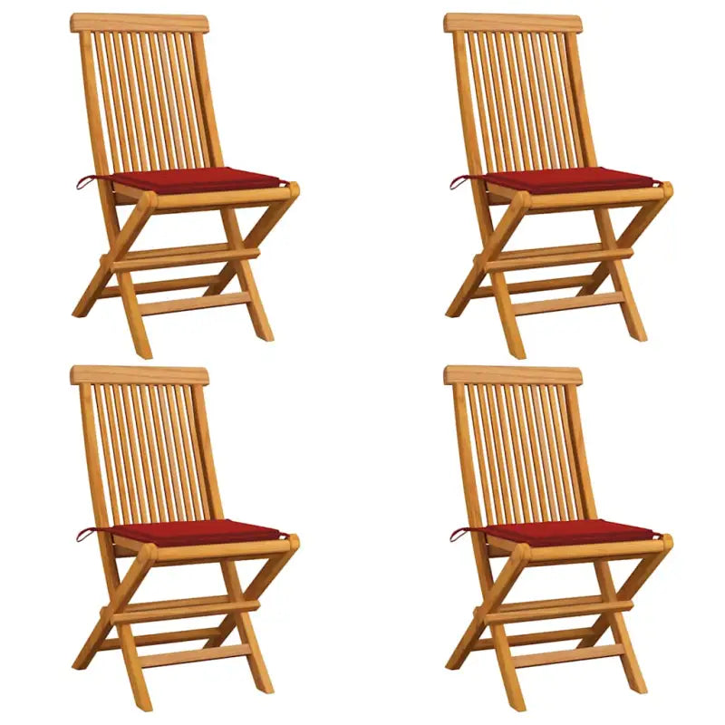 Fijn geschuurde inklapbare houten tuinstoelen met elegant ontwerp - Rood / 4 - Tuinstoelen