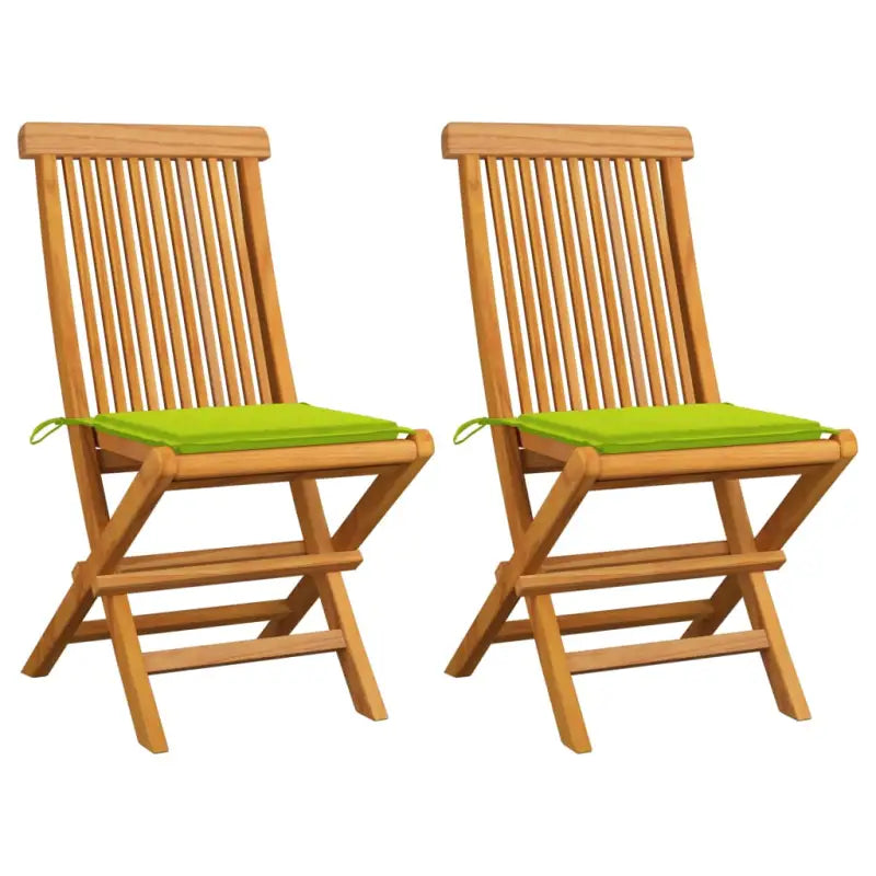 Fijn geschuurde inklapbare houten tuinstoelen met elegant ontwerp - Heldergroen / 2 - Tuinstoelen