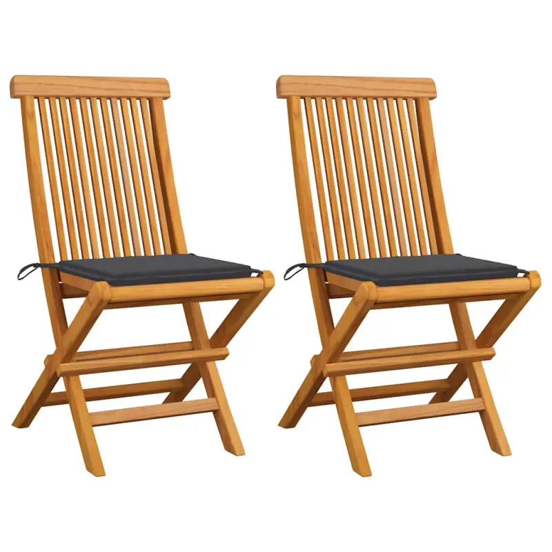 Fijn geschuurde inklapbare houten tuinstoelen met elegant ontwerp - Antraciet / 2 - Tuinstoelen