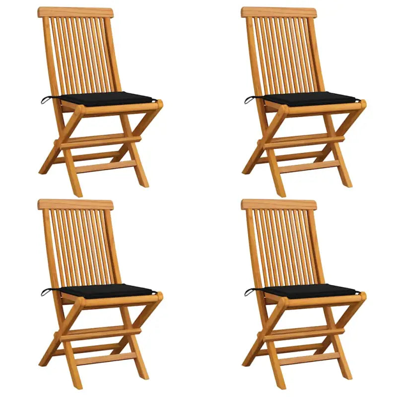 Fijn geschuurde inklapbare houten tuinstoelen met elegant ontwerp - Zwart / 4 - Tuinstoelen