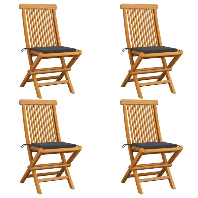 Fijn geschuurde inklapbare houten tuinstoelen met elegant ontwerp - Antraciet / 4 - Tuinstoelen