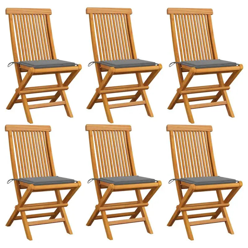 Fijn geschuurde inklapbare houten tuinstoelen met elegant ontwerp - Grijs / 6 - Tuinstoelen