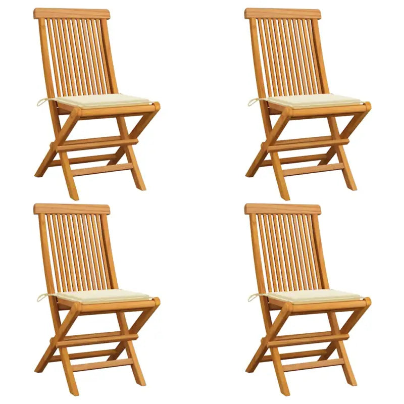 Fijn geschuurde inklapbare houten tuinstoelen met elegant ontwerp - Crème / 4 - Tuinstoelen