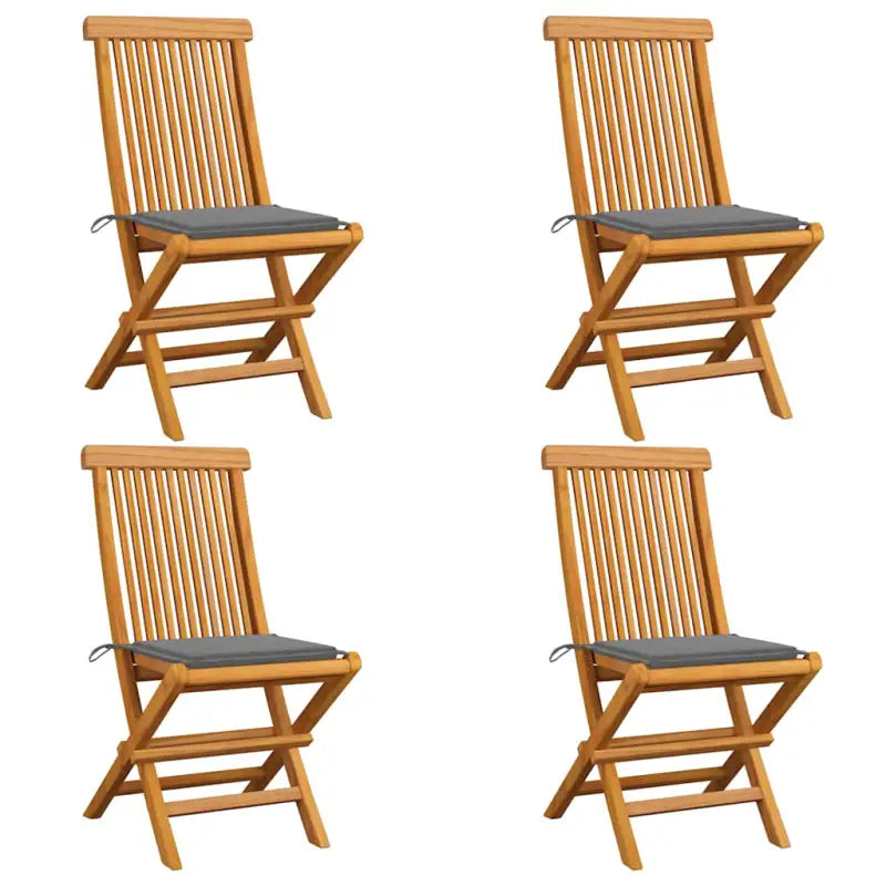 Fijn geschuurde inklapbare houten tuinstoelen met elegant ontwerp - Grijs / 4 - Tuinstoelen