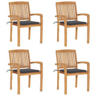 Fijn geschuurde teakhouten tuinstoelen met vintage uitstraling - Antraciet / 4 - Tuinstoelen