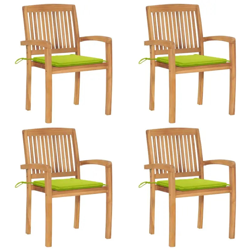 Fijn geschuurde teakhouten tuinstoelen met vintage uitstraling - Heldergroen / 4 - Tuinstoelen